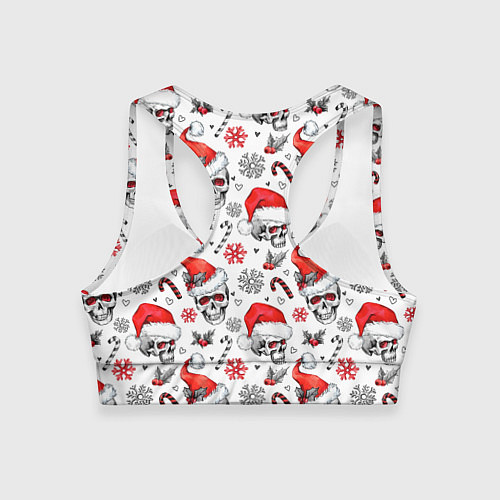 Женский спортивный топ Новогодние черепа / 3D-принт – фото 2