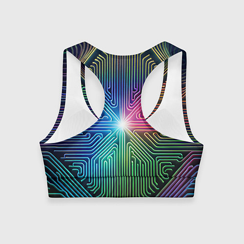 Женский спортивный топ Линейная графика / 3D-принт – фото 2