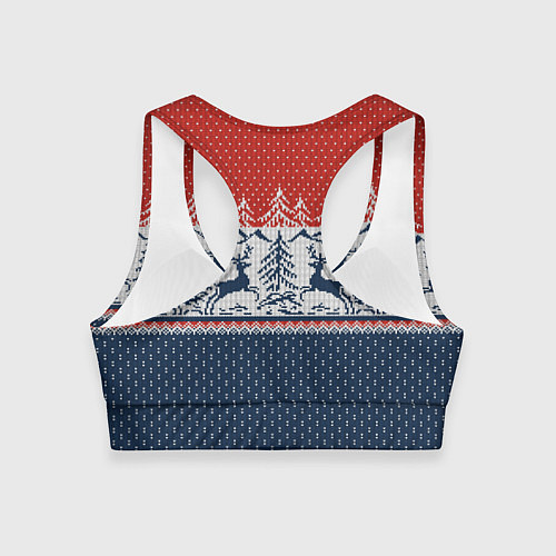 Женский спортивный топ Вязаный узор с оленями / 3D-принт – фото 2