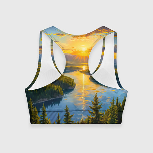 Женский спортивный топ Золотой путь реки / 3D-принт – фото 2