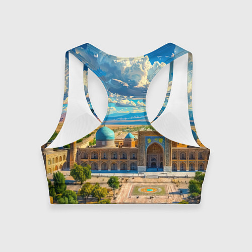 Женский спортивный топ Регистан: величие Самарканда / 3D-принт – фото 2