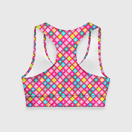 Женский спортивный топ Разноцветный цветочный узор ретро / 3D-принт – фото 2