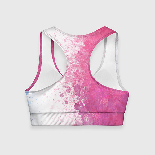 Женский спортивный топ Белый и розовый / 3D-принт – фото 2
