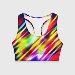 Топик спортивный женский Цветные блики, цвет: 3D-принт