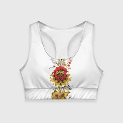Топик спортивный женский Хохлома: цветы, цвет: 3D-принт