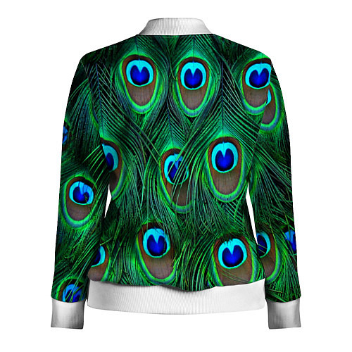 Женская олимпийка Павлин на фоне своих перьев / 3D-Белый – фото 2