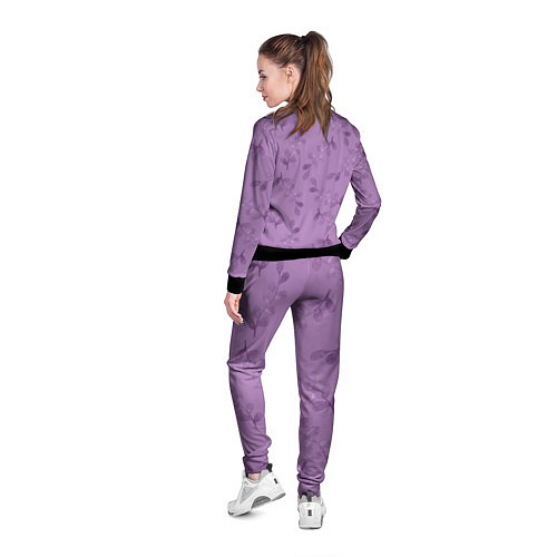 Женская олимпийка Листья на фиолетовом фоне / 3D-Черный – фото 4
