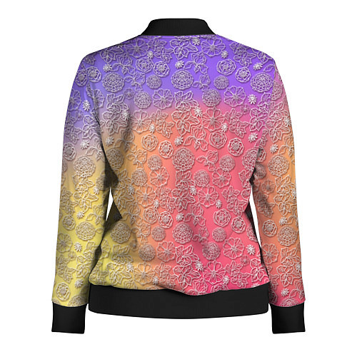 Женская олимпийка Белые цветы на цветном фоне / 3D-Черный – фото 2