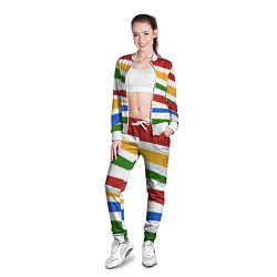 Олимпийка женская Разноцветная зебра без чёрных полос, цвет: 3D-белый — фото 2