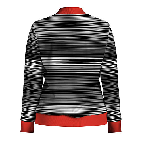 Женская олимпийка Black and white thin stripes Тонкие полосы / 3D-Красный – фото 2