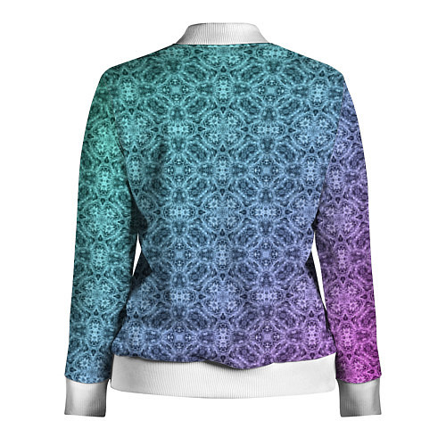 Женская олимпийка Кружевной узор на розово-бирюзовом градиенте / 3D-Белый – фото 2