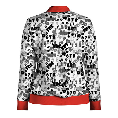 Женская олимпийка Black and white alphabet and numbers / 3D-Красный – фото 2