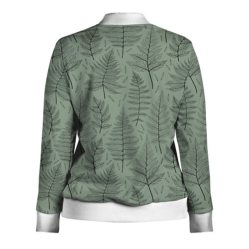 Женская олимпийка Листья папоротника на зеленом фоне Минимализм / 3D-Белый – фото 2