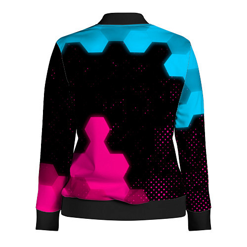 Женская олимпийка Poppy Playtime - neon gradient: символ и надпись в / 3D-Черный – фото 2