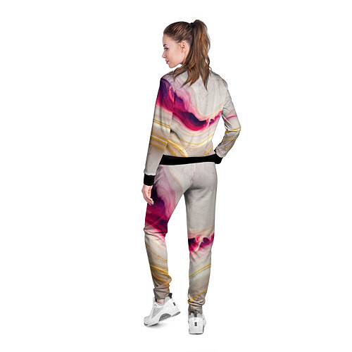 Женская олимпийка Золотые и розовые мраморные узоры / 3D-Черный – фото 4