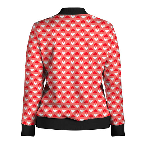 Женская олимпийка Белые и красные сердечки - абстракция / 3D-Черный – фото 2