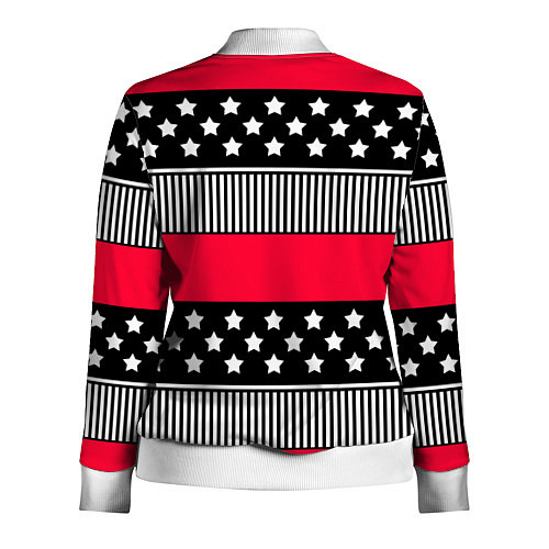 Женская олимпийка Red and black pattern with stripes and stars / 3D-Белый – фото 2