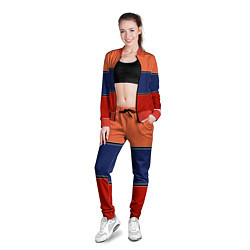 Олимпийка женская Combined pattern striped orange red blue, цвет: 3D-красный — фото 2