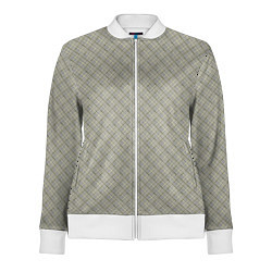 Олимпийка женская Серо-бежевая клетка с тонкой черной полосой, цвет: 3D-белый