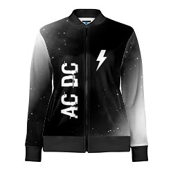 Олимпийка женская AC DC glitch на темном фоне: надпись, символ, цвет: 3D-черный