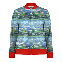 Олимпийка женская Российские просторы акварель, цвет: 3D-красный