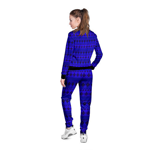 Женская олимпийка Скандинавский орнамент Синий кобальт / 3D-Черный – фото 4