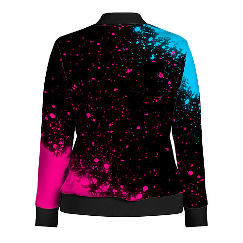 Женская олимпийка Cyberpunk 2077 - neon gradient: надпись, символ / 3D-Черный – фото 2