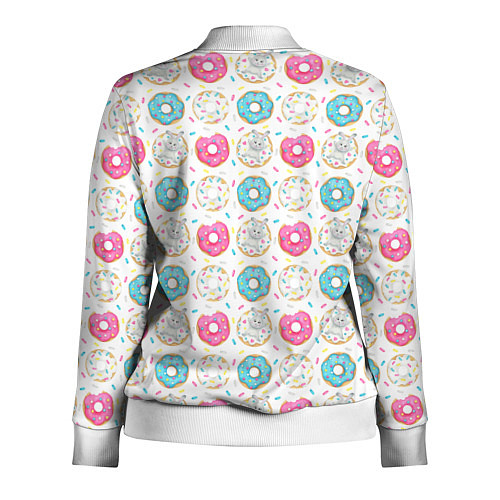 Женская олимпийка Разноцветные пончики с серым зайцем / 3D-Белый – фото 2