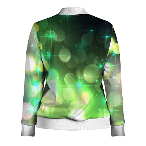 Женская олимпийка Неоновый зеленый блеск и черный фон / 3D-Белый – фото 2