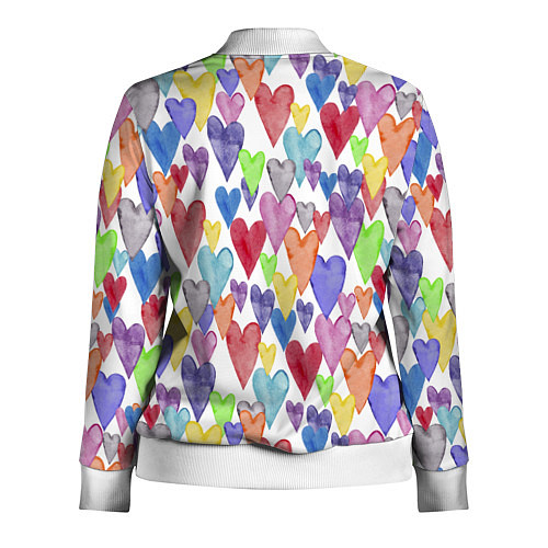 Женская олимпийка Разноцветные сердечки Калейдоскоп / 3D-Белый – фото 2