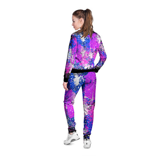 Женская олимпийка Разбрызганная фиолетовая краска - темный фон / 3D-Черный – фото 4