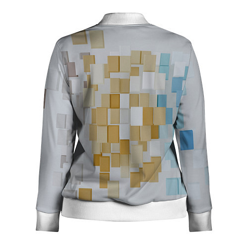 Женская олимпийка Геометрические золотые, синие и белые кубы / 3D-Белый – фото 2