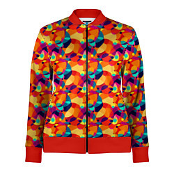 Олимпийка женская Абстрактный узор из разноцветных окружностей, цвет: 3D-красный