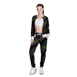 Олимпийка женская Текстура с зелеными вставками, цвет: 3D-белый — фото 2