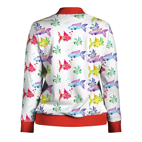 Женская олимпийка Яркие рыбки / 3D-Красный – фото 2