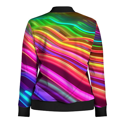 Женская олимпийка Неоновые радужные волны / 3D-Черный – фото 2