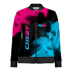 Олимпийка женская Chery - neon gradient: надпись, символ, цвет: 3D-черный