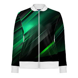 Олимпийка женская Black green abstract, цвет: 3D-белый