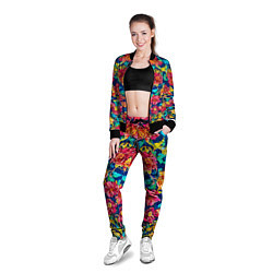 Олимпийка женская Зеркальный цветочный паттерн - мода, цвет: 3D-черный — фото 2