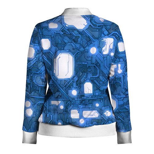 Женская олимпийка Синие кибернетические схемы неон / 3D-Белый – фото 2