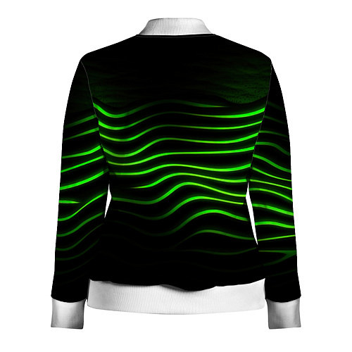 Женская олимпийка Зеленые абстрактные волны / 3D-Белый – фото 2