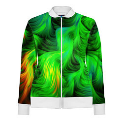 Олимпийка женская Зеленый абстрактный дым, цвет: 3D-белый