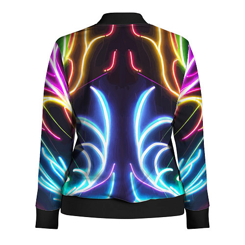 Женская олимпийка Зеркальный неоновый паттерн - нейросеть / 3D-Черный – фото 2