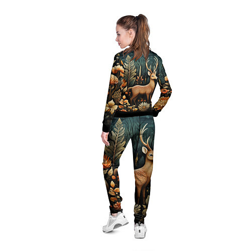 Женская олимпийка Лесной олень в стиле фолк-арт / 3D-Черный – фото 4