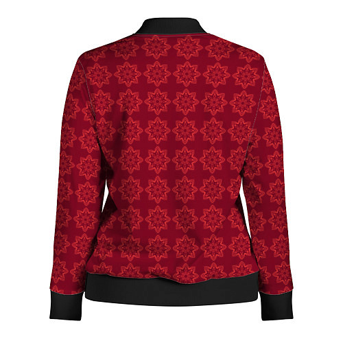 Женская олимпийка Цветочный стилизованный паттерн бордовый / 3D-Черный – фото 2