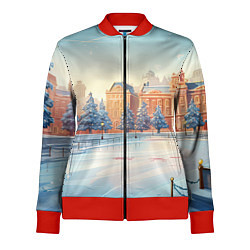 Олимпийка женская Новогодняя городская площадь, цвет: 3D-красный