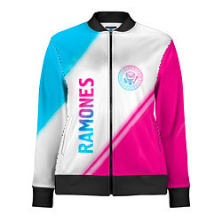 Олимпийка женская Ramones neon gradient style вертикально, цвет: 3D-черный