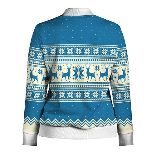 Женская олимпийка Sweater with deer on a blue background / 3D-Белый – фото 2