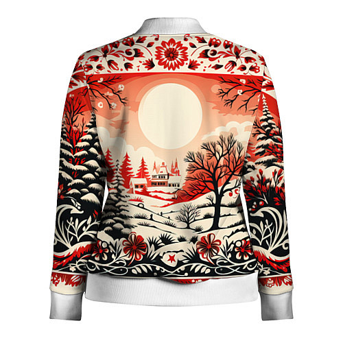 Женская олимпийка Новогодние орнаменты / 3D-Белый – фото 2