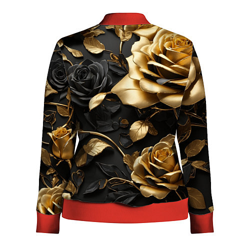 Женская олимпийка Металлические розы золотые и черные / 3D-Красный – фото 2